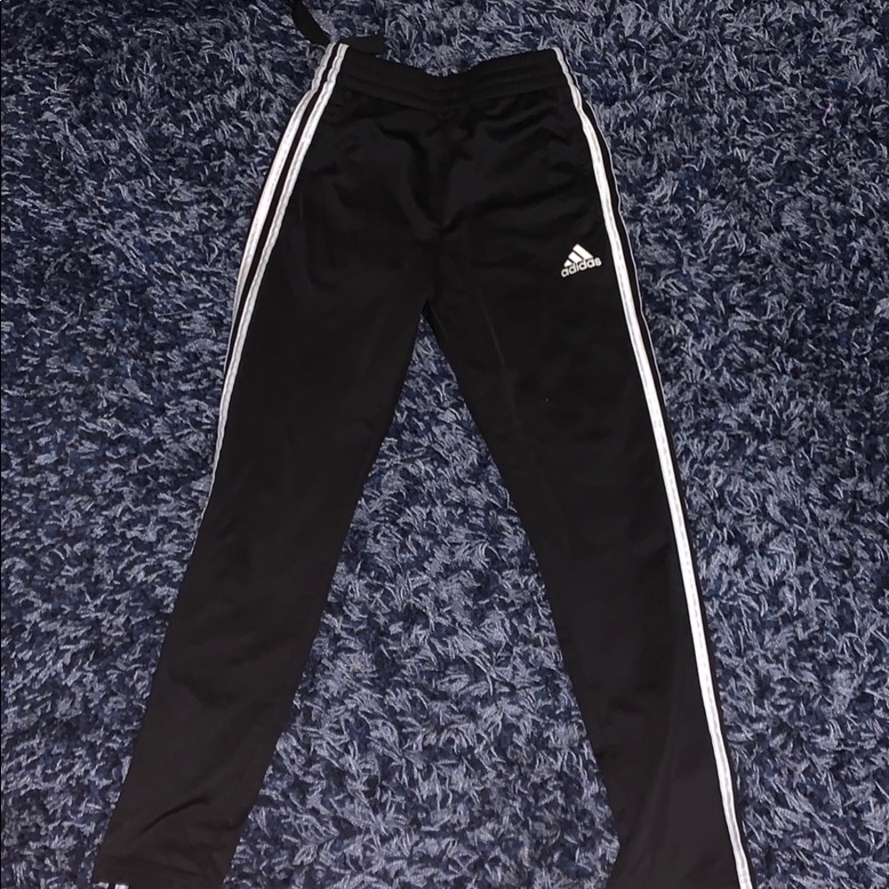 Boys black and white adidas pants
